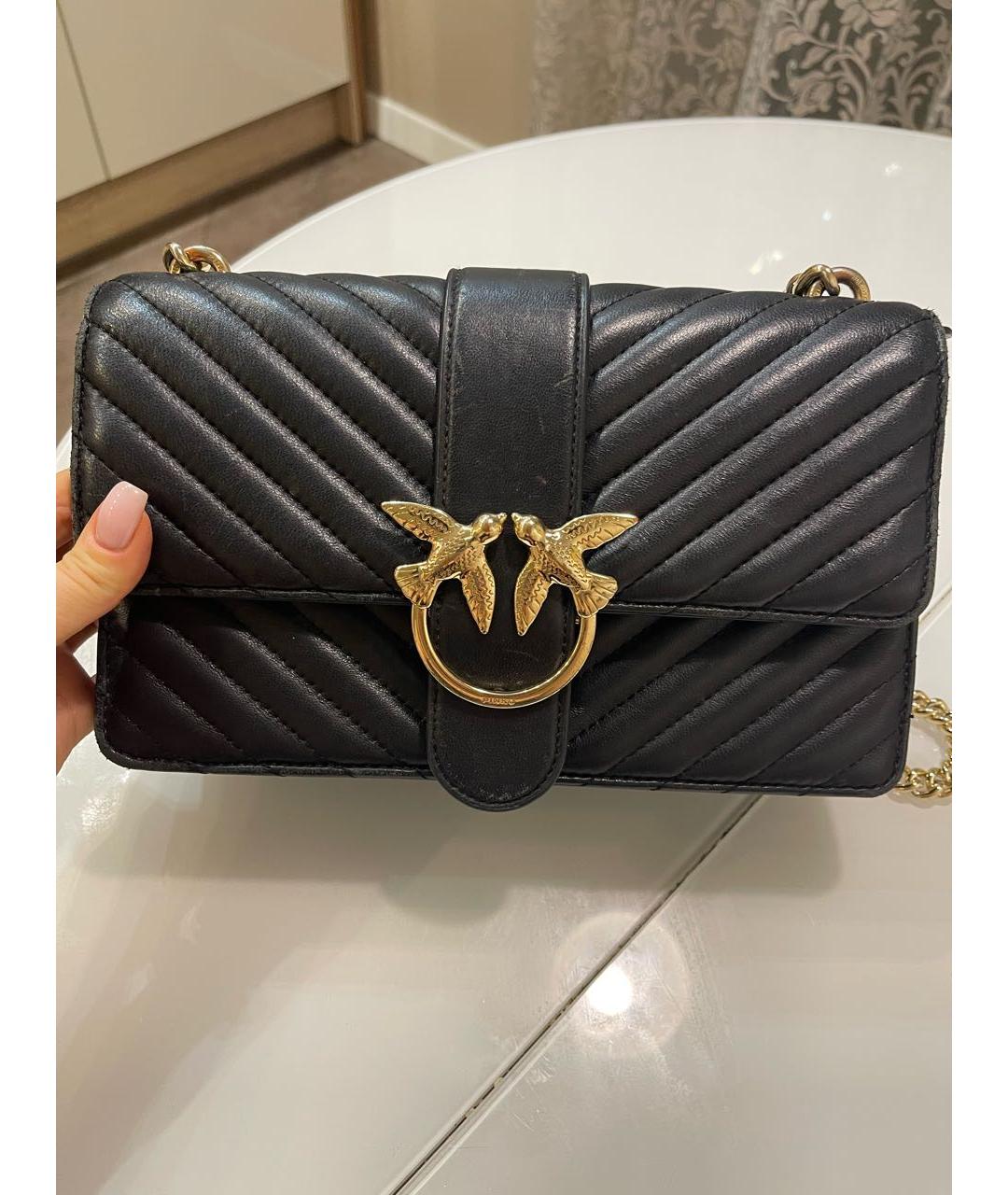 PINKO Черная кожаная сумка через плечо, фото 6