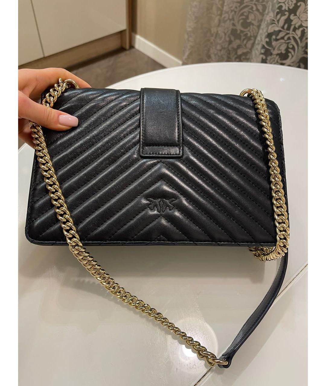 PINKO Черная кожаная сумка через плечо, фото 3