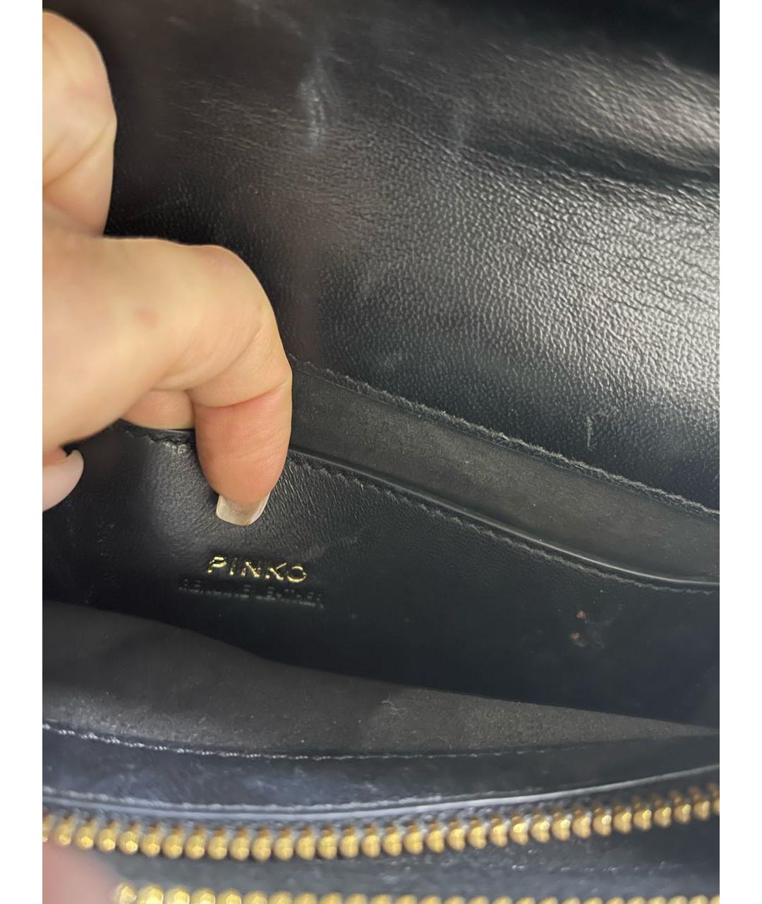 PINKO Черная кожаная сумка через плечо, фото 4