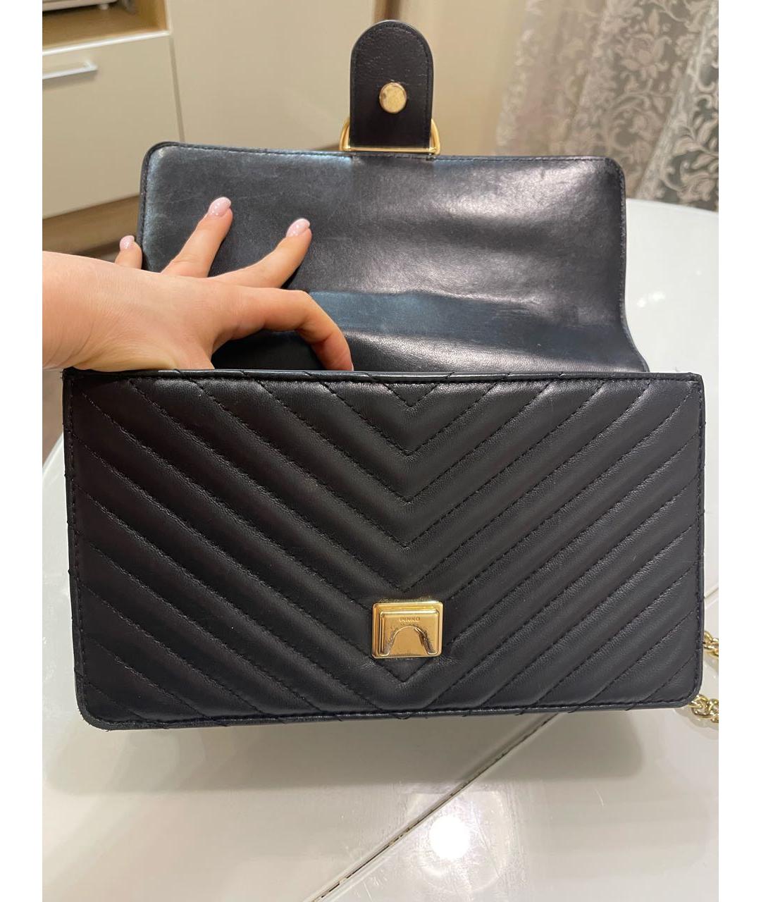 PINKO Черная кожаная сумка через плечо, фото 5