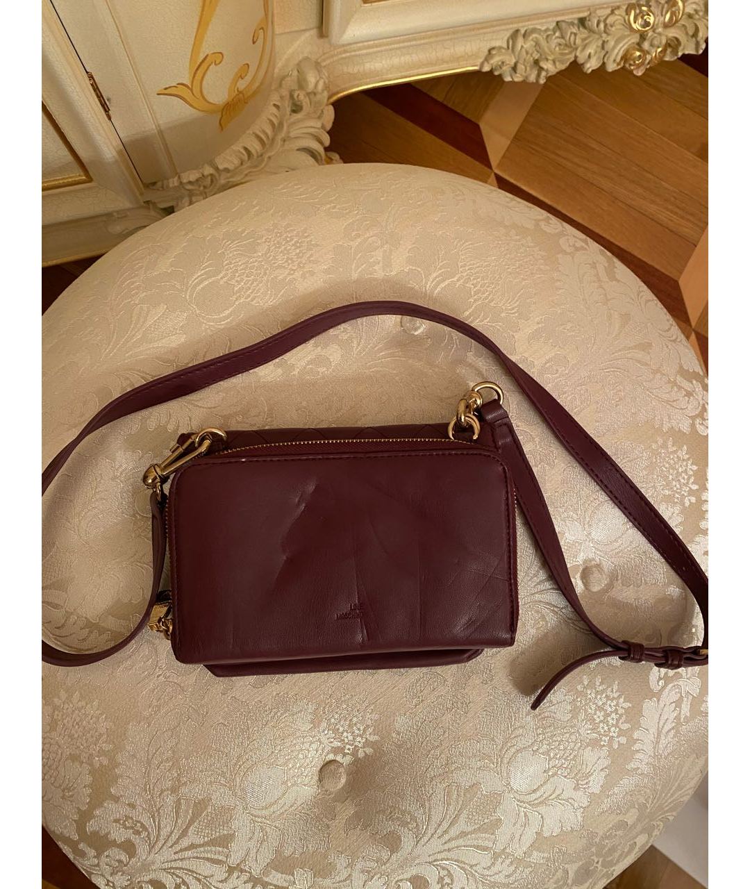 LOVE MOSCHINO Фиолетовая кожаная сумка тоут, фото 3