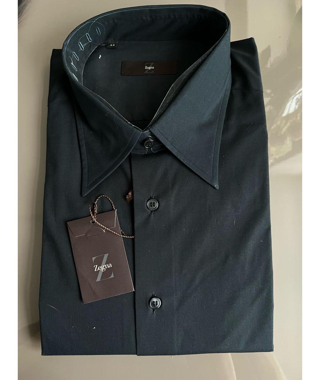 ZZEGNA Черная хлопковая классическая рубашка, фото 2