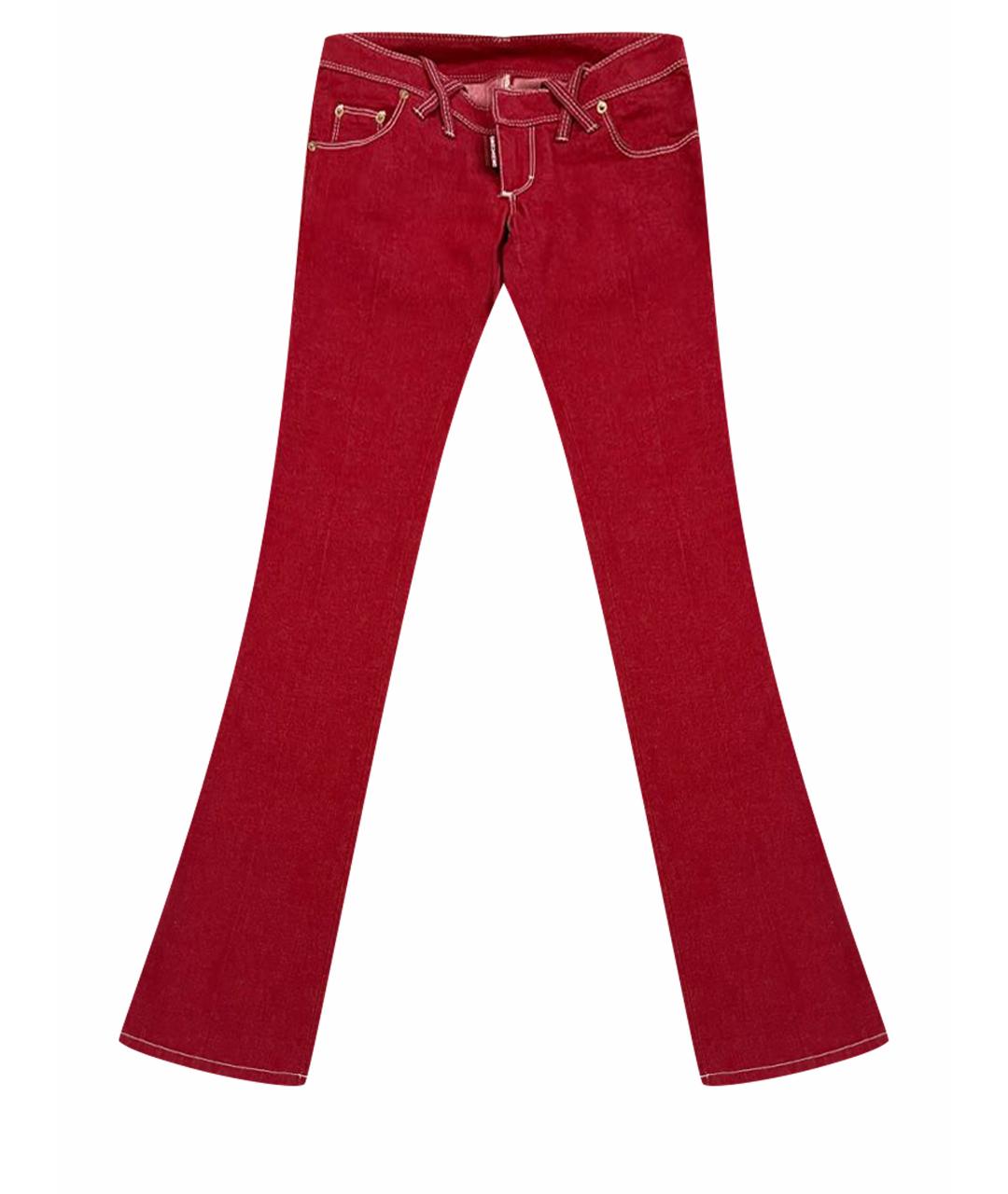DSQUARED2 Красные хлопковые прямые джинсы, фото 1