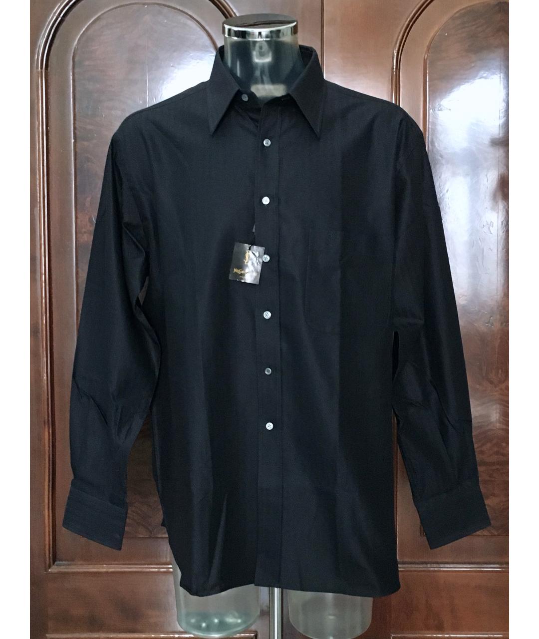 YVES SAINT LAURENT VINTAGE Черная хлопковая классическая рубашка, фото 7