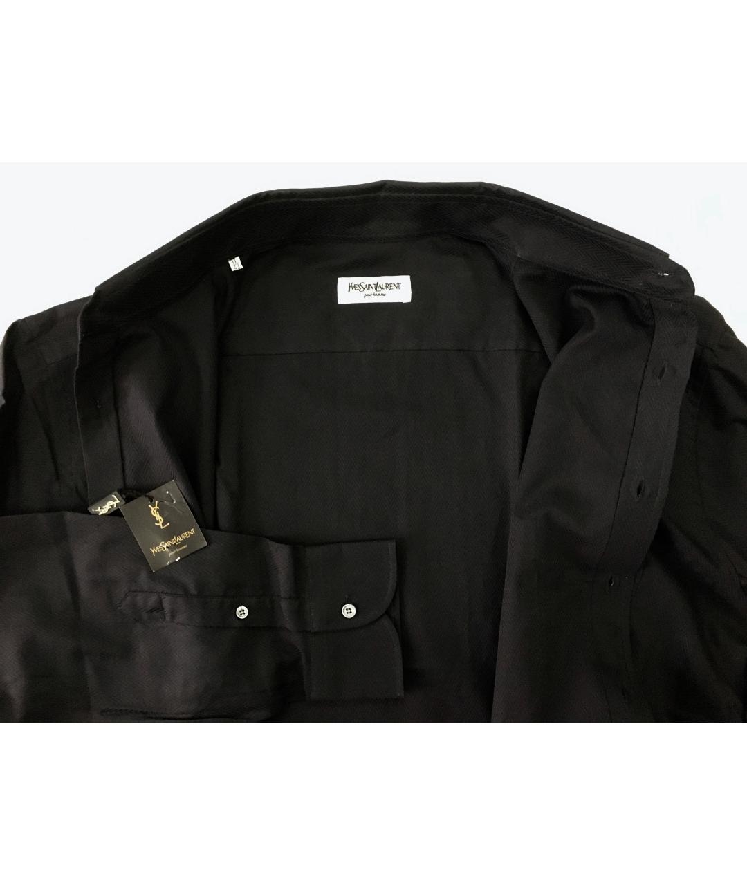 YVES SAINT LAURENT VINTAGE Черная хлопковая классическая рубашка, фото 3