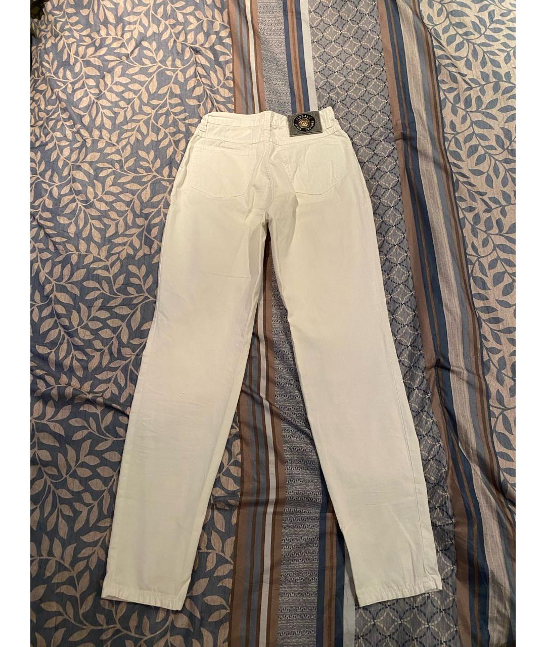 VERSACE VINTAGE Белые хлопковые брюки узкие, фото 2