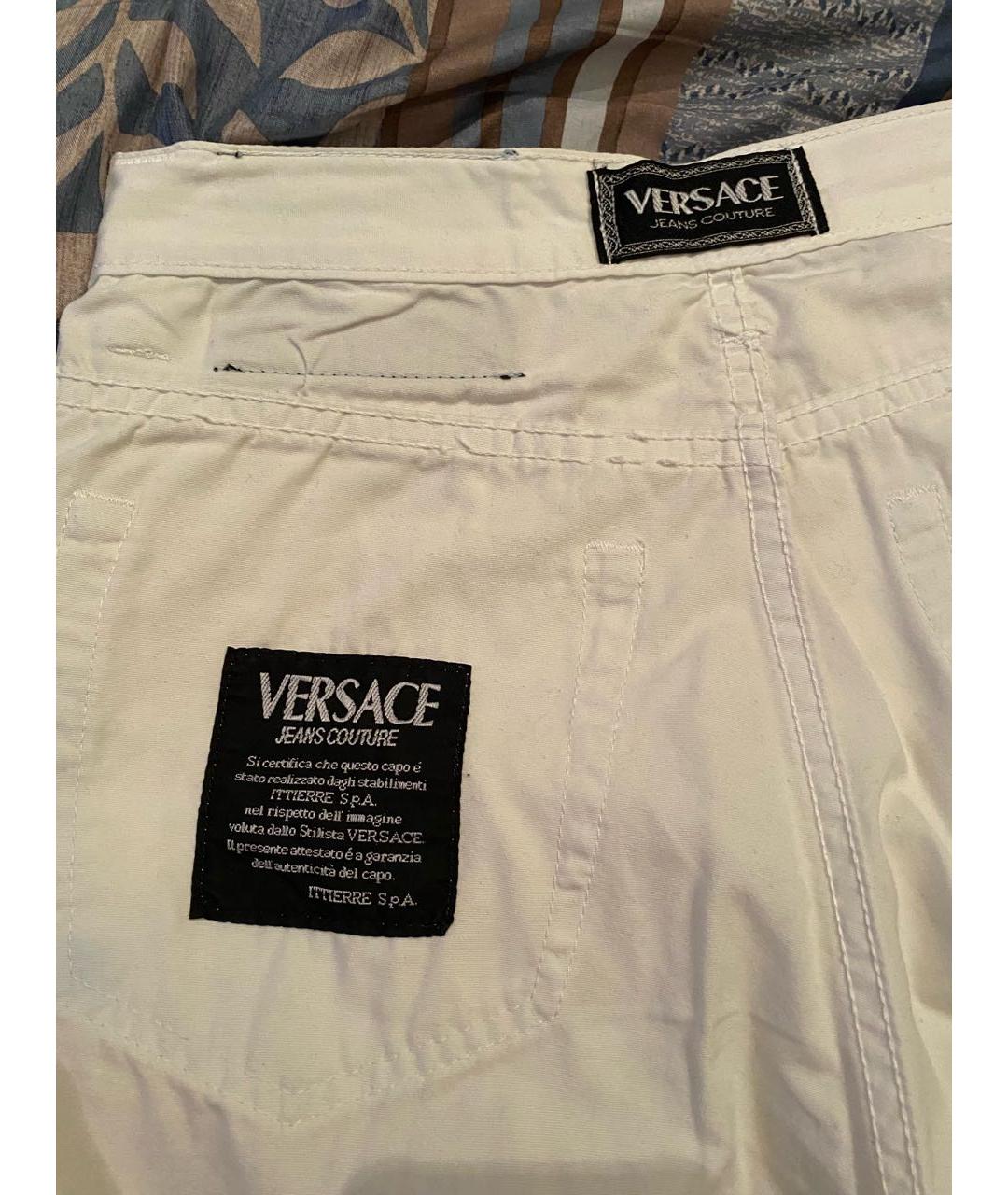 VERSACE VINTAGE Белые хлопковые брюки узкие, фото 8