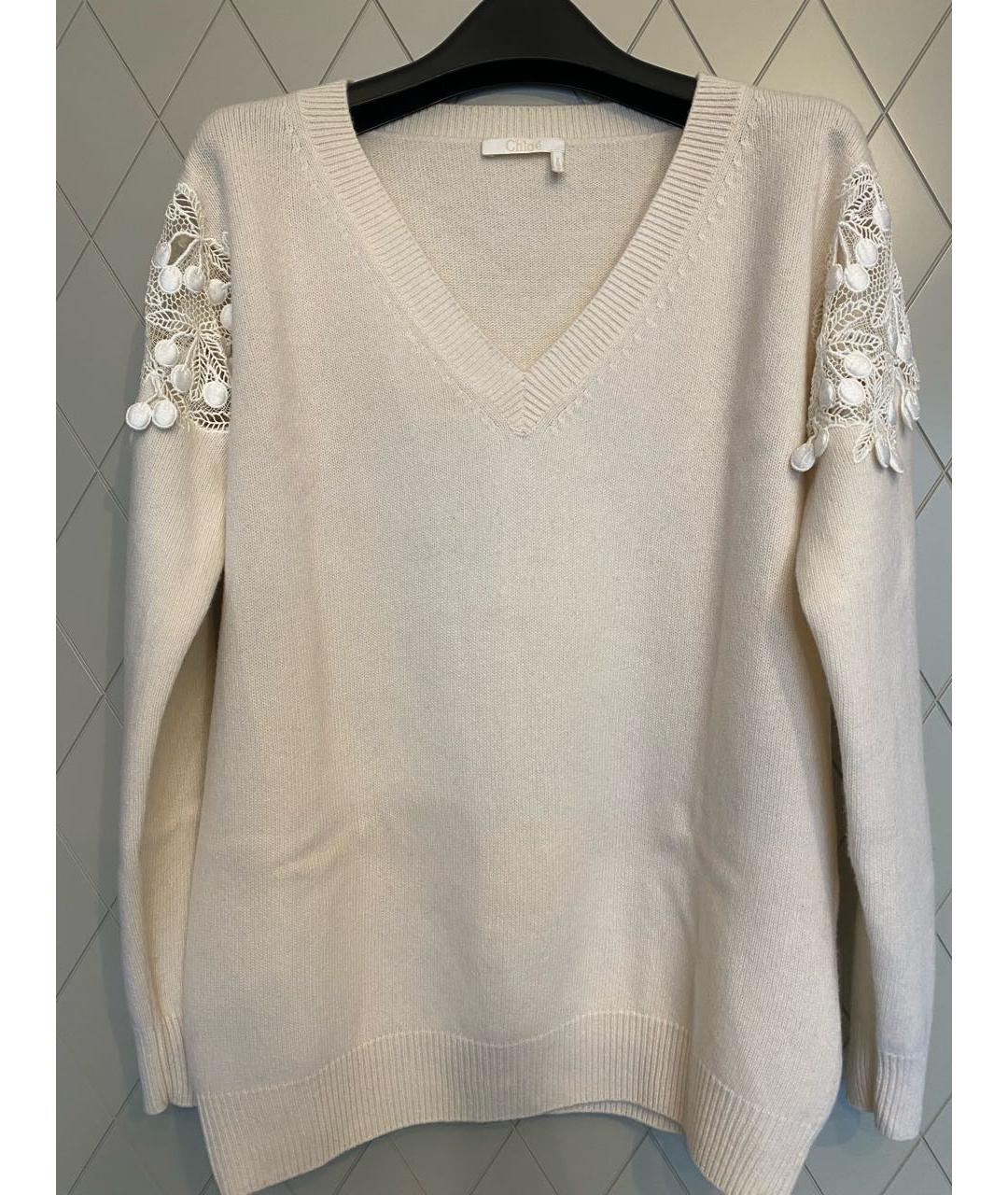 CHLOE Белый шерстяной джемпер / свитер, фото 7