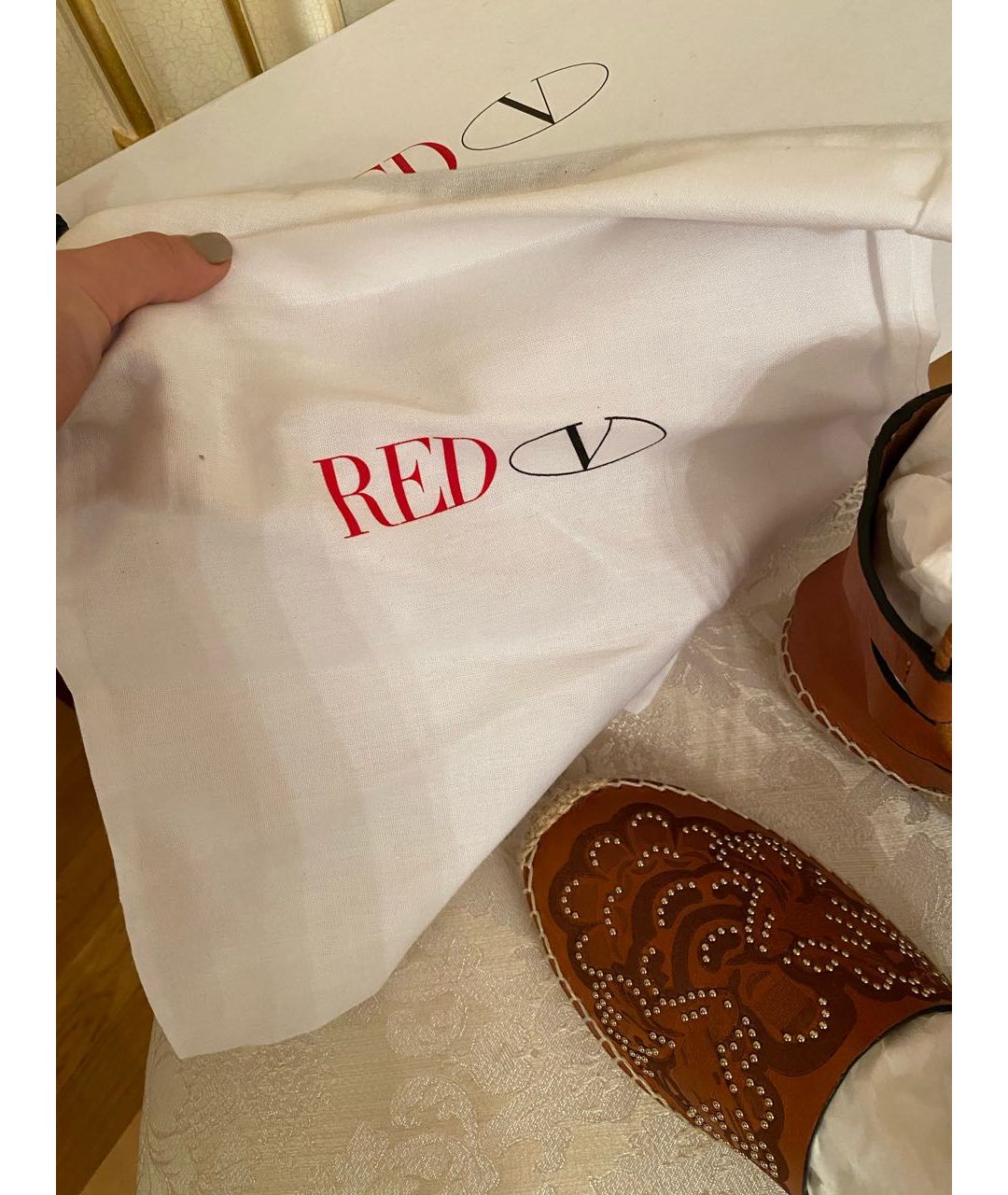 RED VALENTINO Коричневые кожаные эспадрильи, фото 6