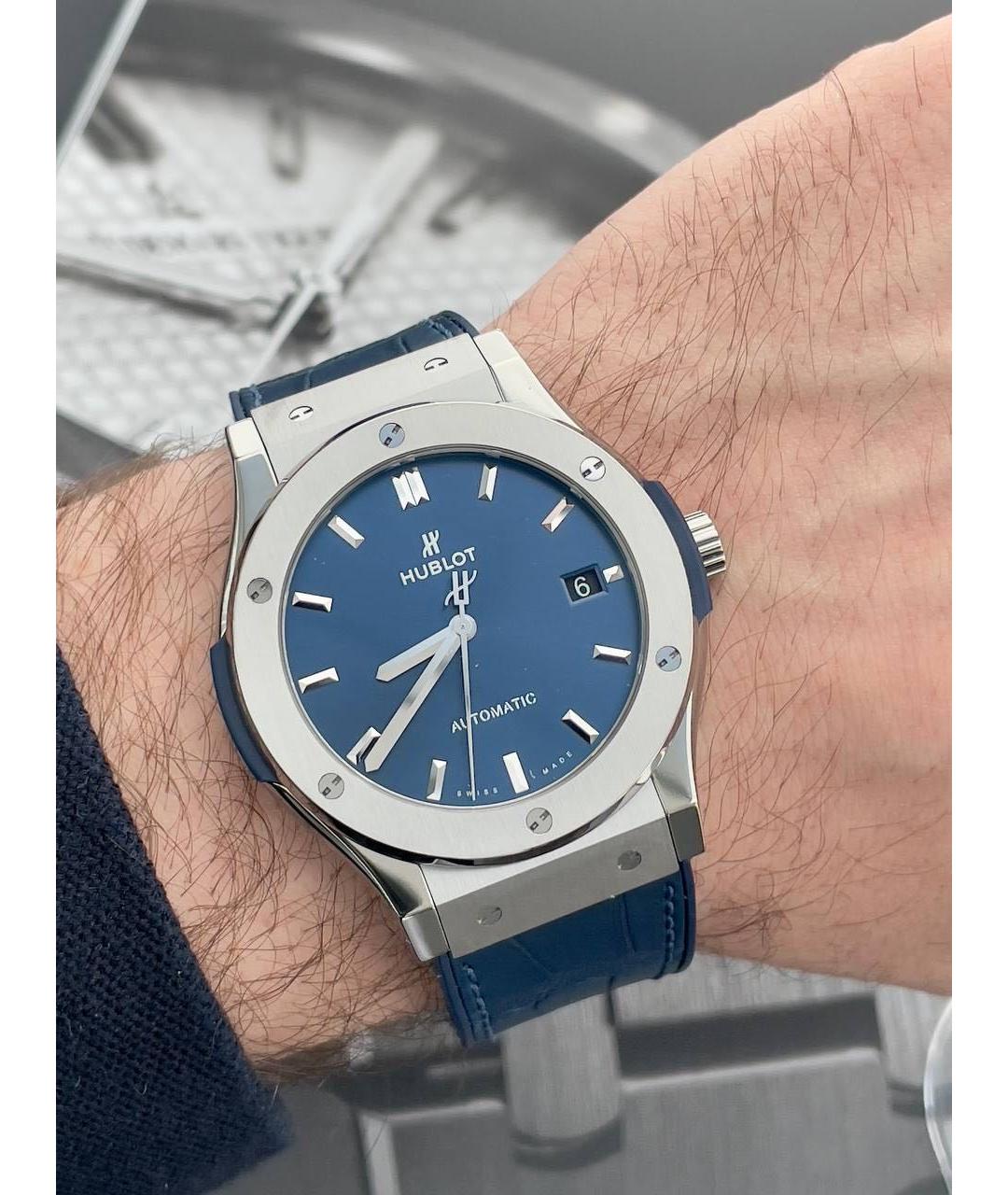 HUBLOT Темно-синие металлические часы, фото 7