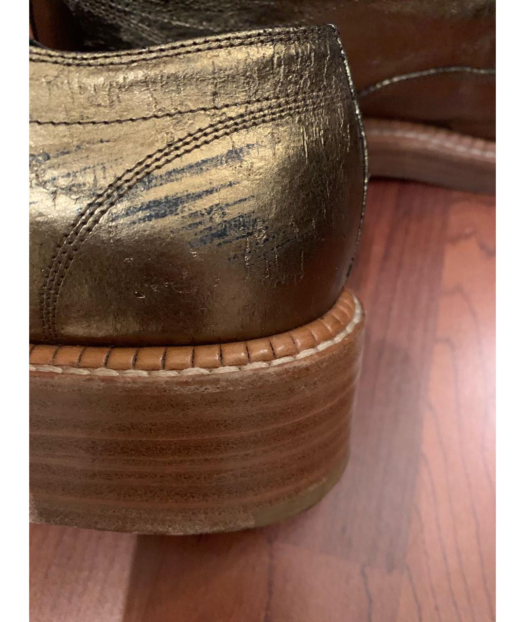 CHANEL PRE-OWNED Золотые кожаные брогги и оксфорды, фото 8