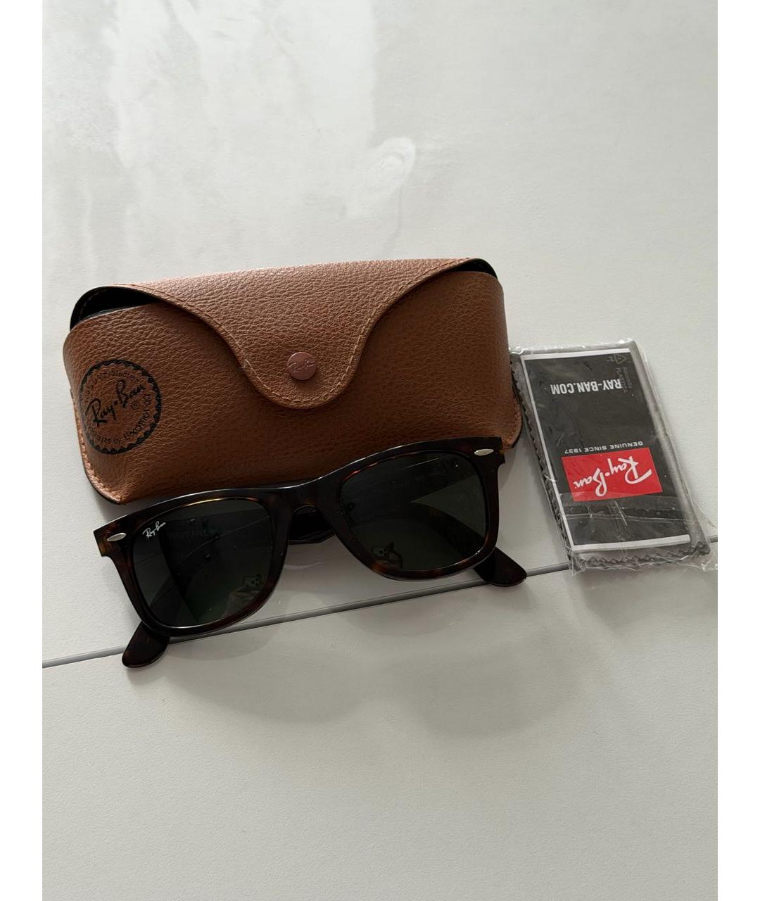 RAY BAN Коричневые пластиковые солнцезащитные очки, фото 4
