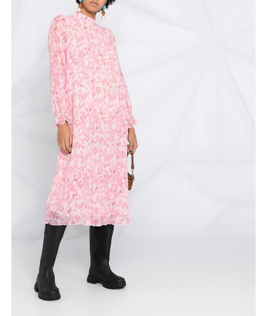 GANNI Розовое шифоновое коктейльное платье, фото 2