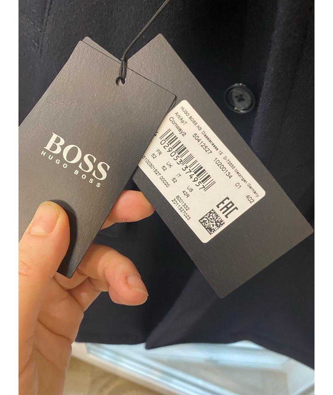 HUGO BOSS Черное шерстяное пальто, фото 3