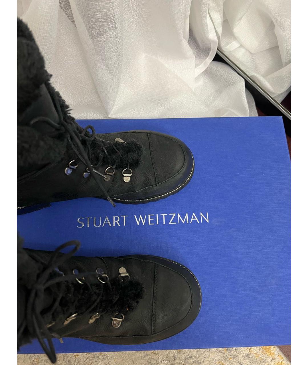 STUART WEITZMAN Антрацитовые кожаные сапоги, фото 3