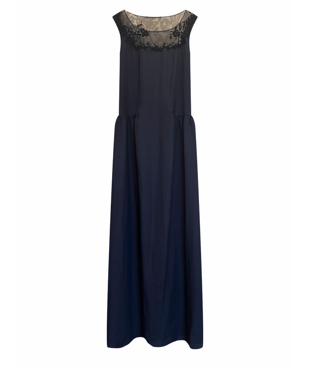 ERMANNO SCERVINO Темно-синее шелковое вечернее платье, фото 1