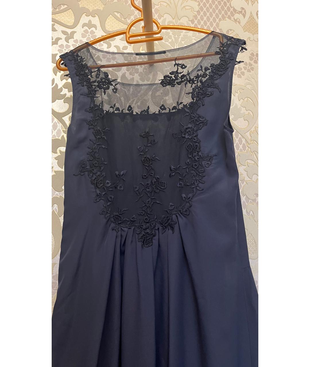 ERMANNO SCERVINO Темно-синее шелковое вечернее платье, фото 3