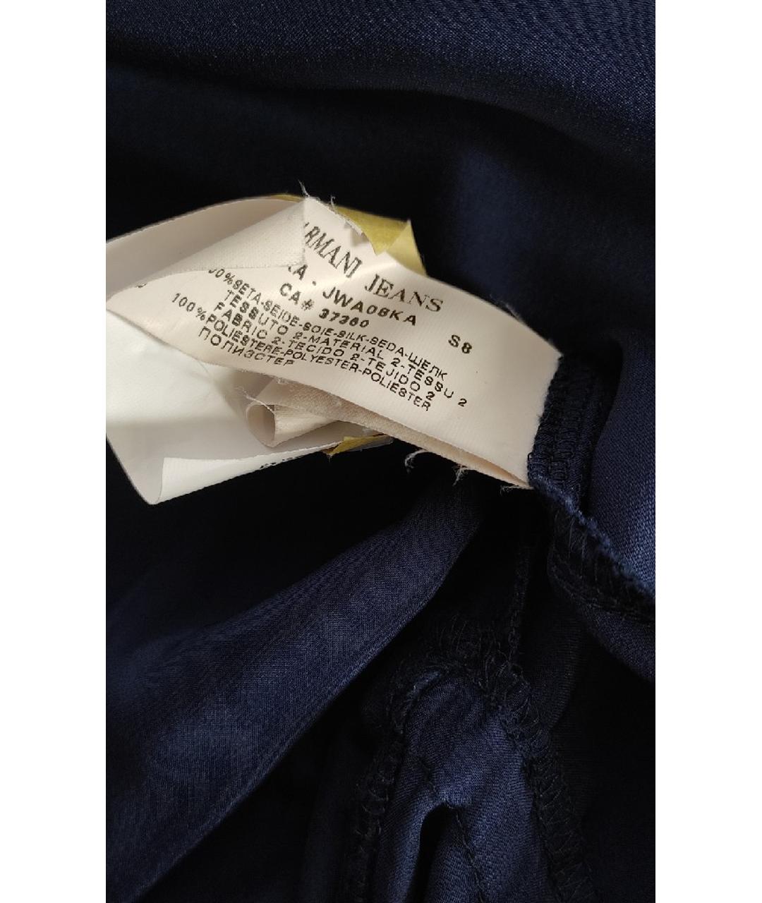 ARMANI JEANS Синее шелковое повседневное платье, фото 6