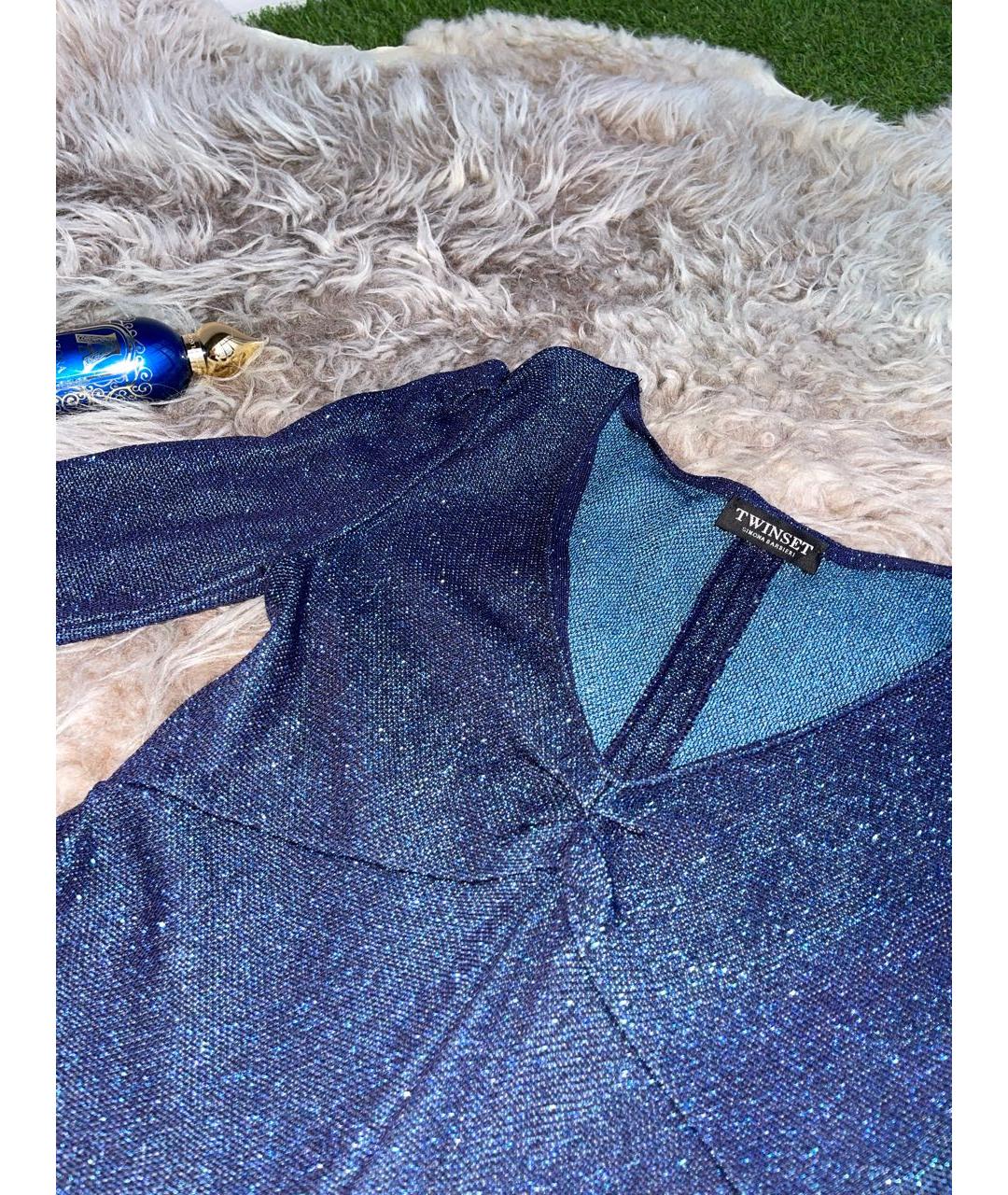 TWIN-SET Синее полиэстеровое вечернее платье, фото 2