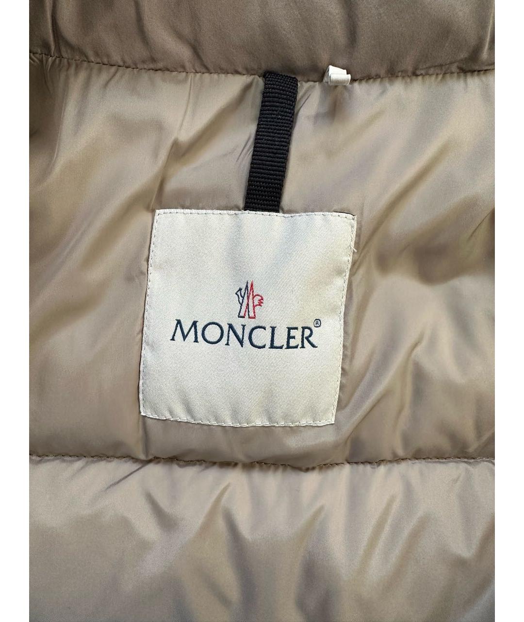 MONCLER Бежевый полиэстеровый пуховик, фото 5