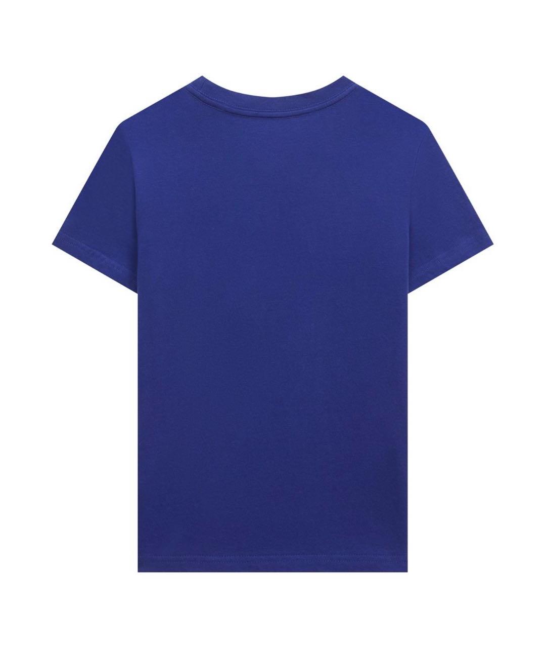 POLO RALPH LAUREN Синяя хлопковая детская футболка, фото 2