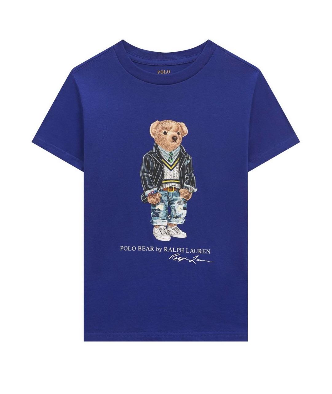 POLO RALPH LAUREN Синяя хлопковая детская футболка, фото 1
