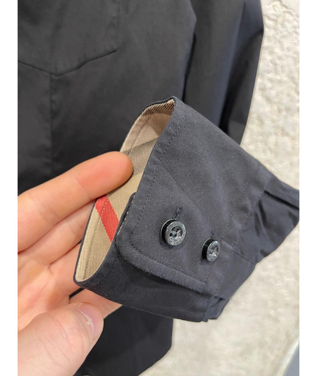 BURBERRY Черная хлопковая рубашка, фото 4