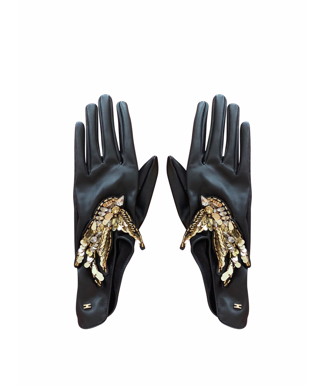 ELISABETTA FRANCHI Черные кожаные перчатки, фото 1