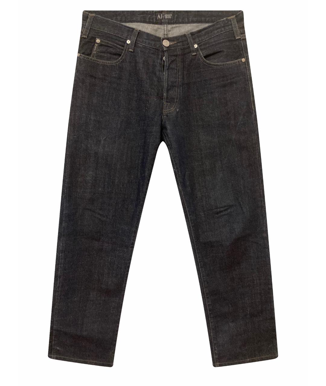 ARMANI JEANS Серые хлопко-эластановые прямые джинсы, фото 1