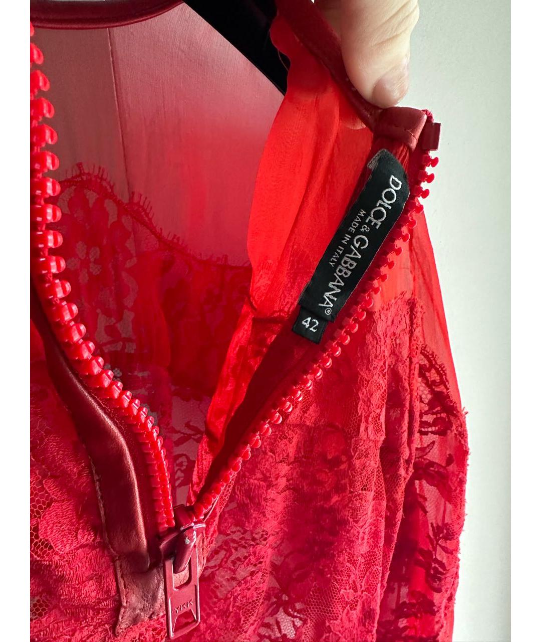 DOLCE&GABBANA Красная кружевная блузы, фото 4
