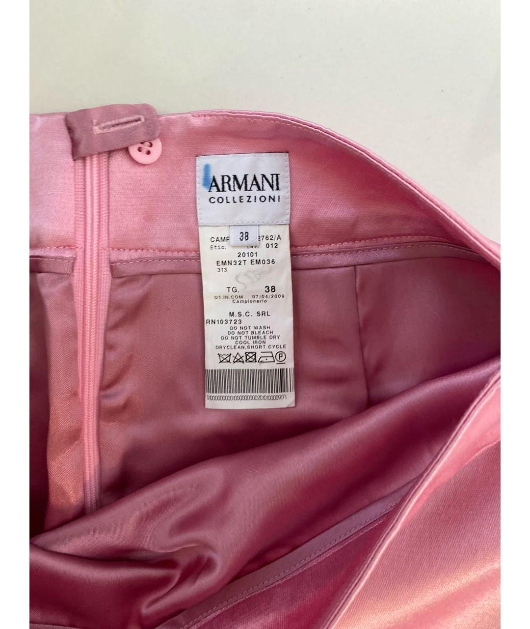 ARMANI COLLEZIONI Розовая шелковая юбка миди, фото 2