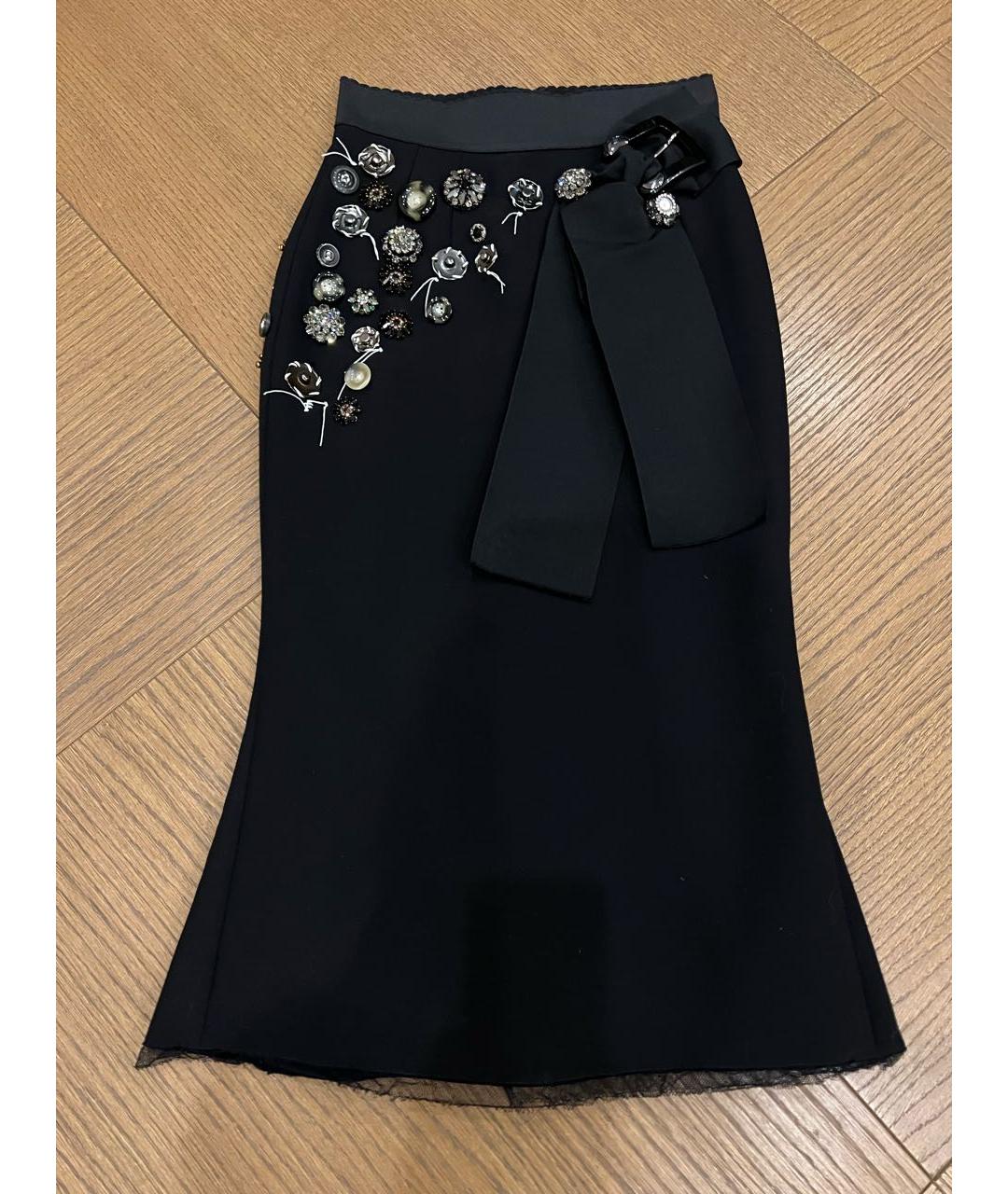 DOLCE&GABBANA Черная шерстяная юбка миди, фото 6