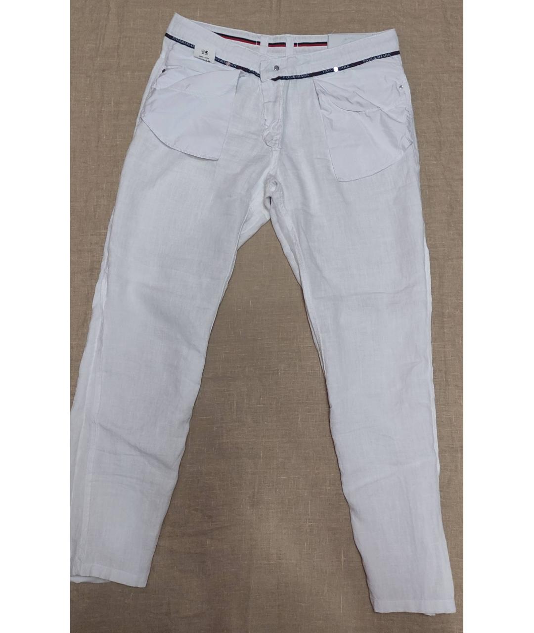 PAUL & SHARK Белые льняные повседневные брюки, фото 3