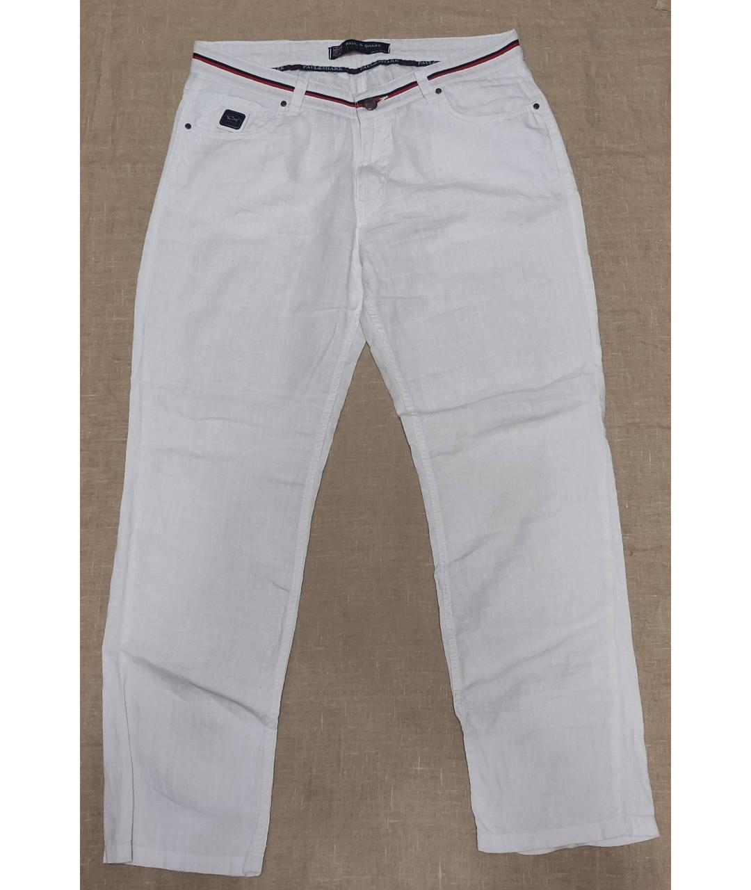 PAUL & SHARK Белые льняные повседневные брюки, фото 8