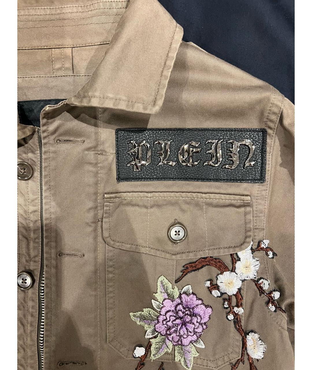 PHILIPP PLEIN Хаки хлопковая куртка, фото 4