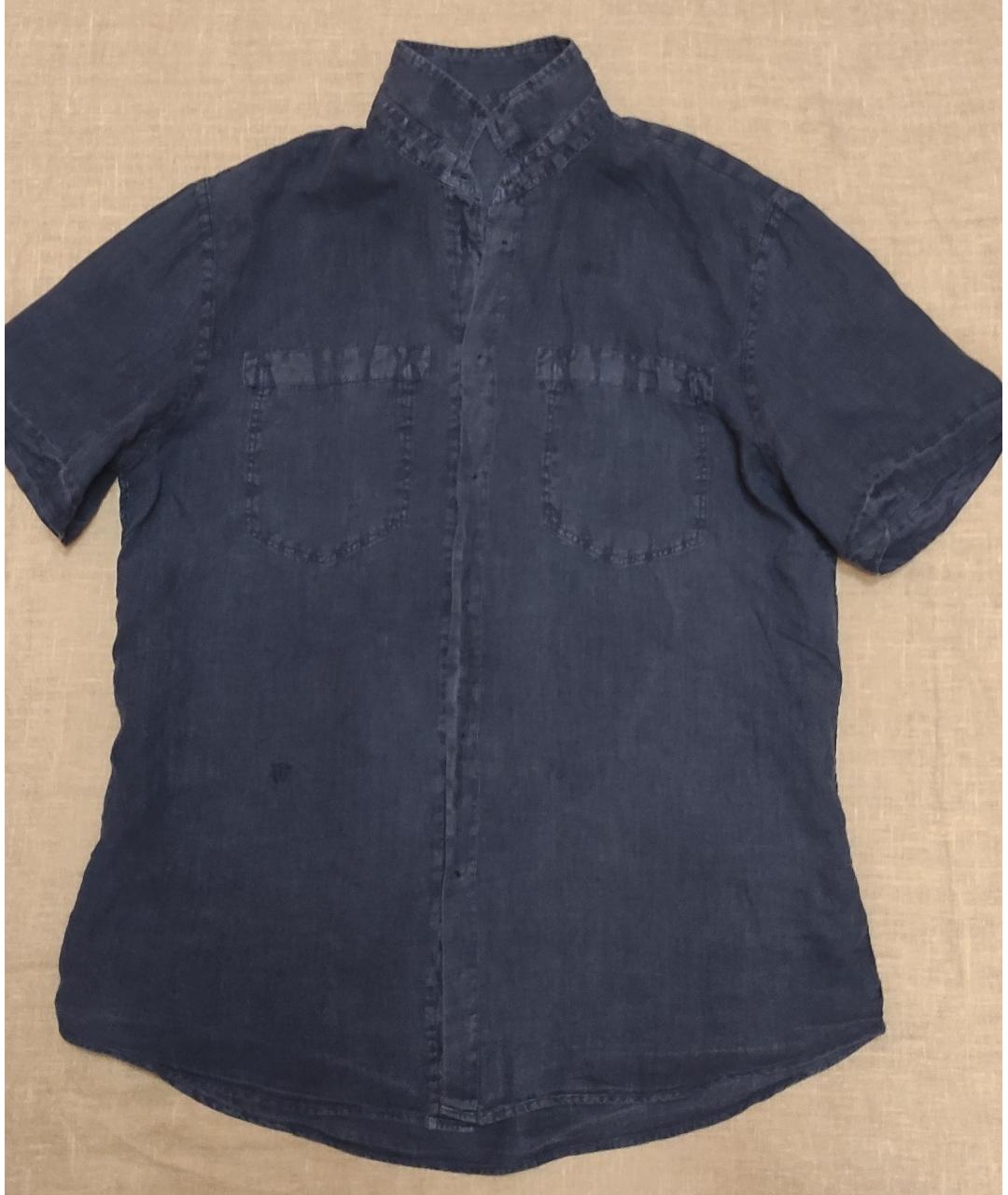 TRUSSARDI JEANS Темно-синяя льняная кэжуал рубашка, фото 3