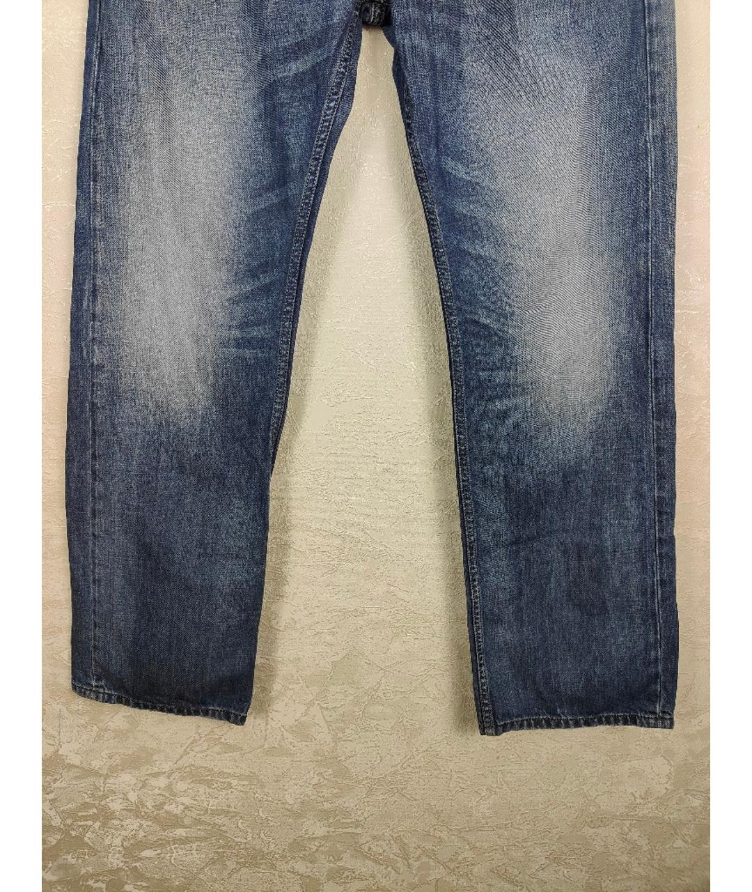 DIESEL Голубые хлопковые прямые джинсы, фото 4