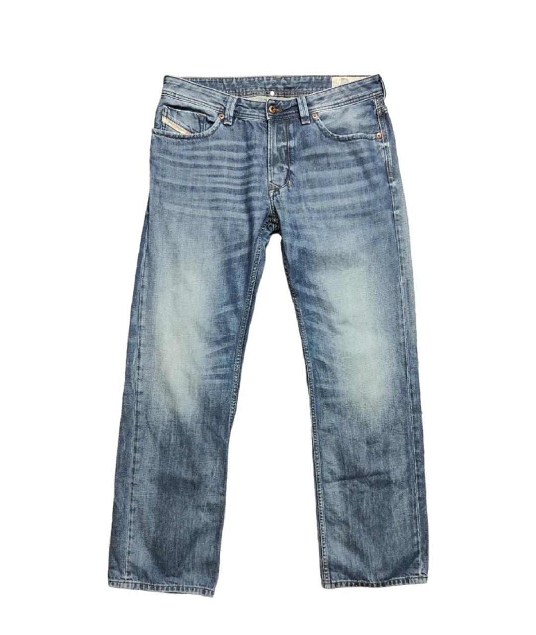 DIESEL Голубые хлопковые прямые джинсы, фото 10