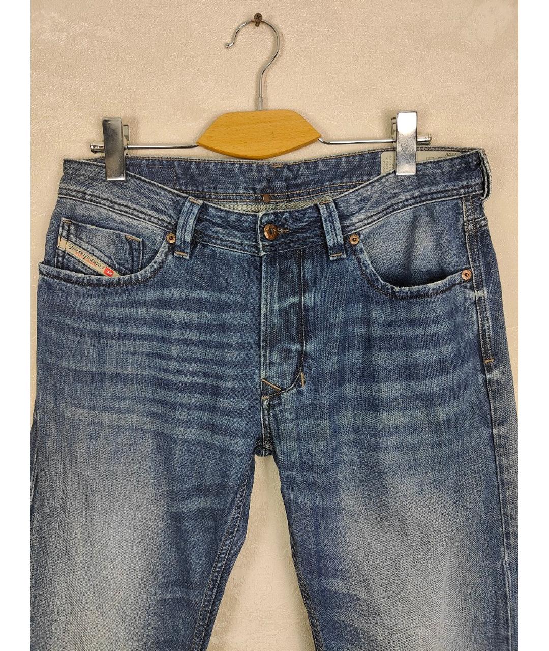 DIESEL Голубые хлопковые прямые джинсы, фото 3