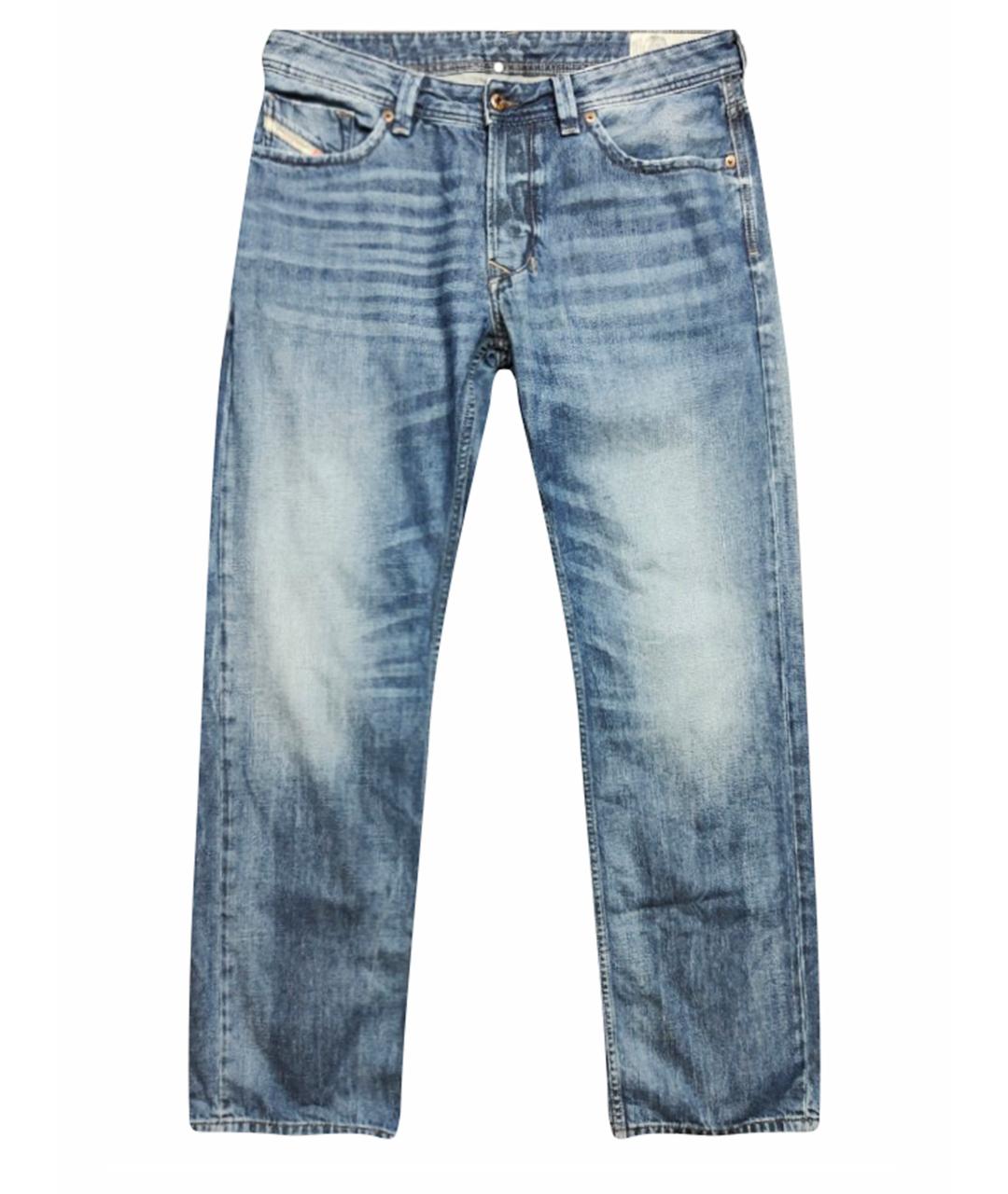 DIESEL Голубые хлопковые прямые джинсы, фото 1