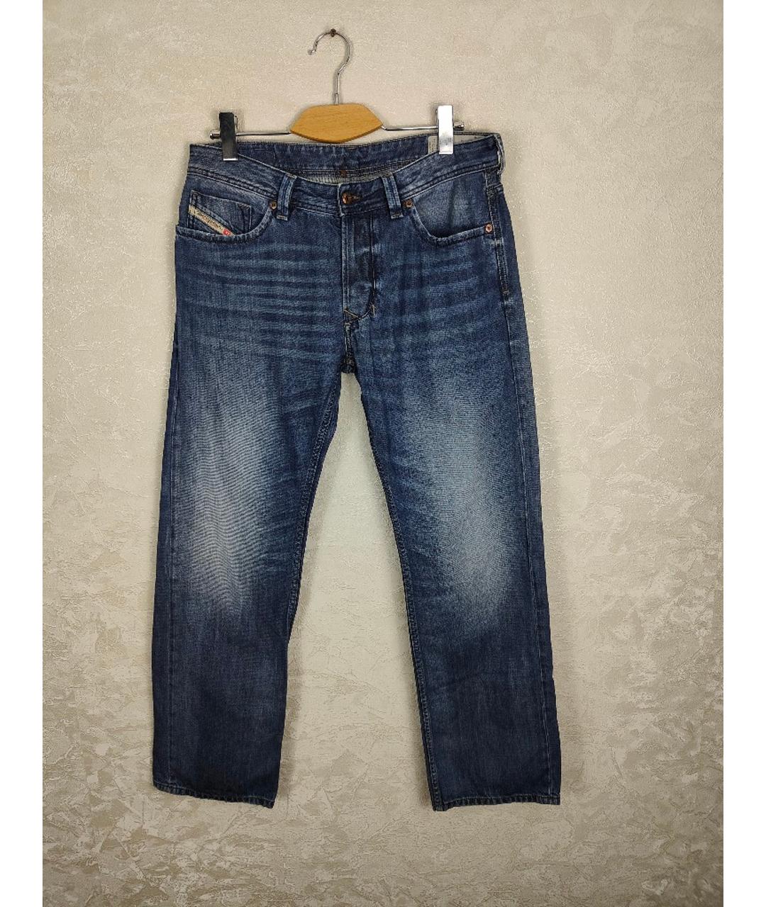 DIESEL Голубые хлопковые прямые джинсы, фото 2