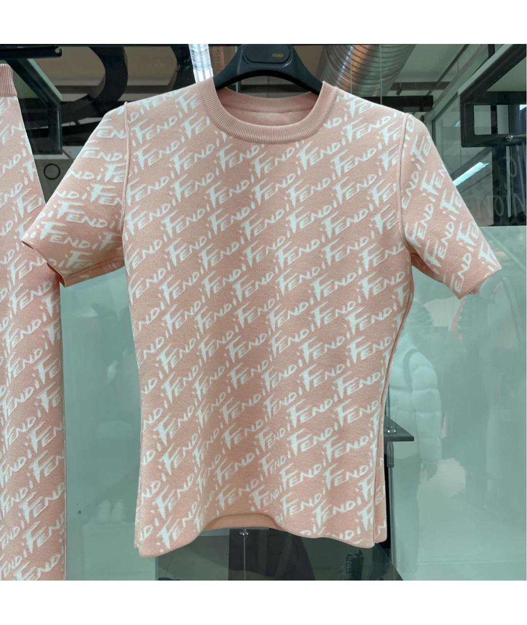 FENDI Коралловый вискозный костюм с юбками, фото 4