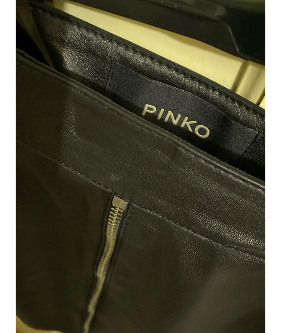PINKO Черная кожаная юбка мини, фото 3