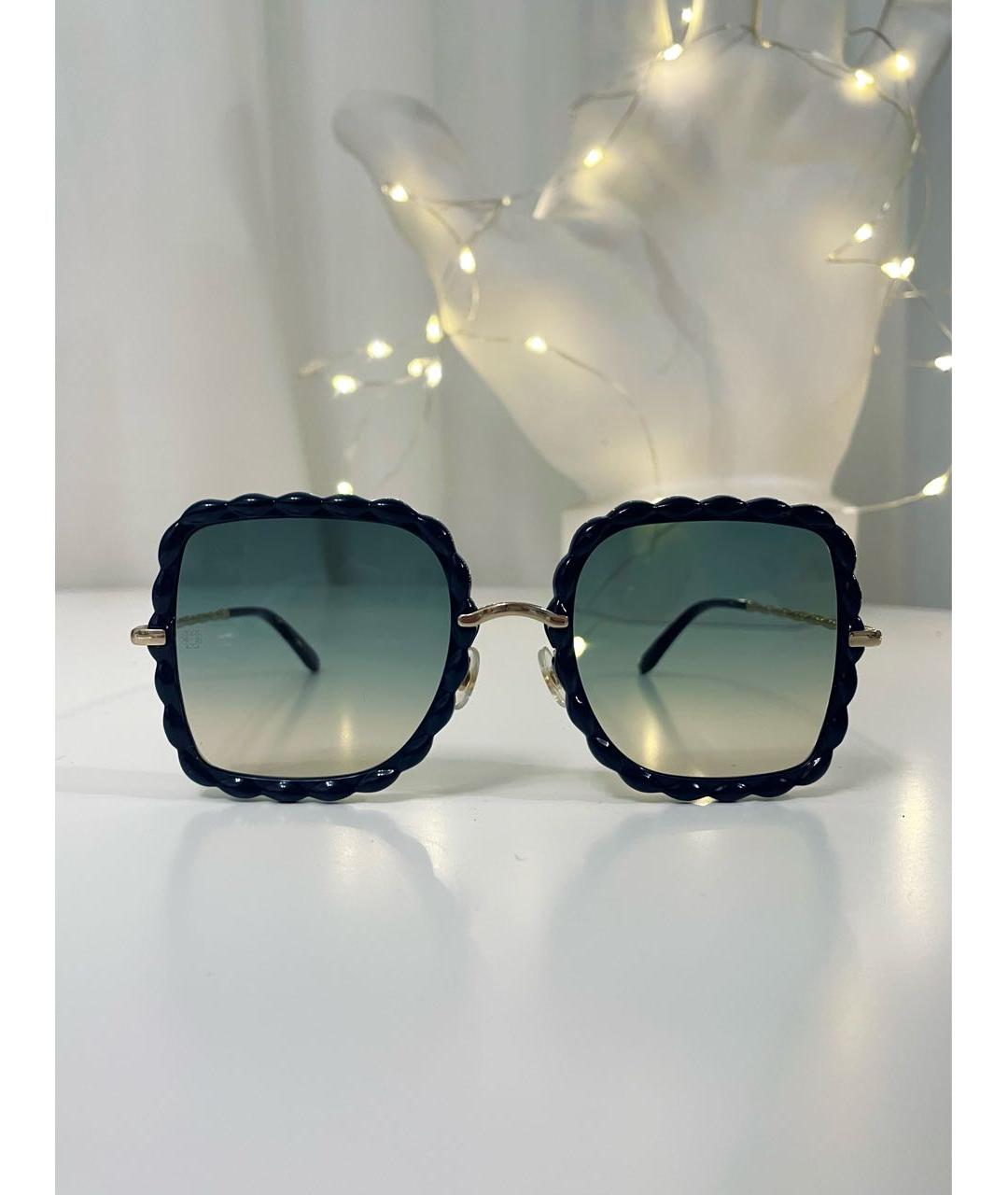 ELIE SAAB Темно-синие пластиковые солнцезащитные очки, фото 9