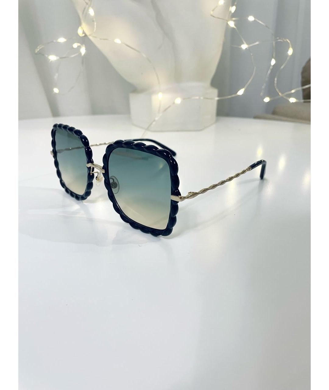 ELIE SAAB Темно-синие пластиковые солнцезащитные очки, фото 3