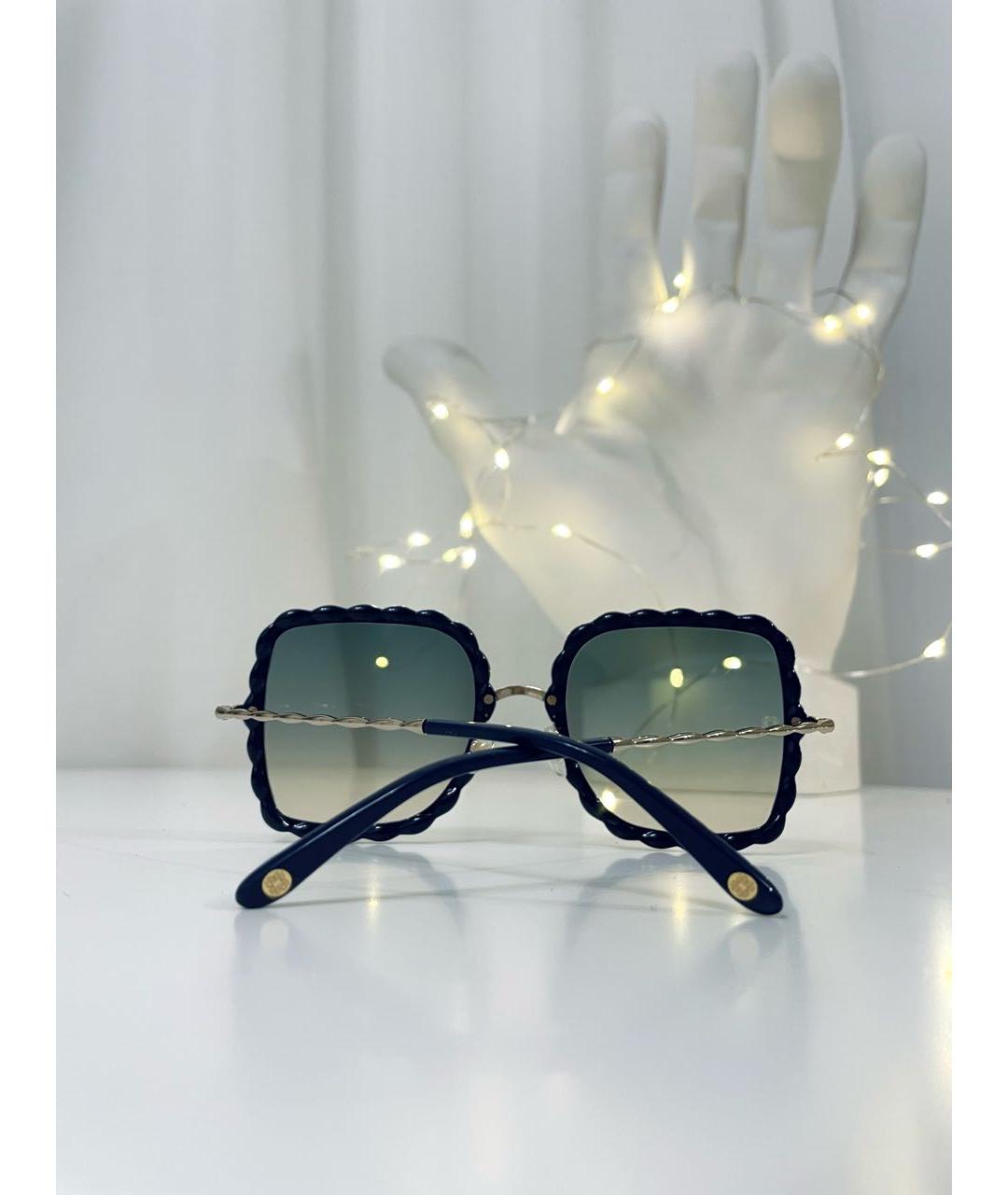 ELIE SAAB Темно-синие пластиковые солнцезащитные очки, фото 6