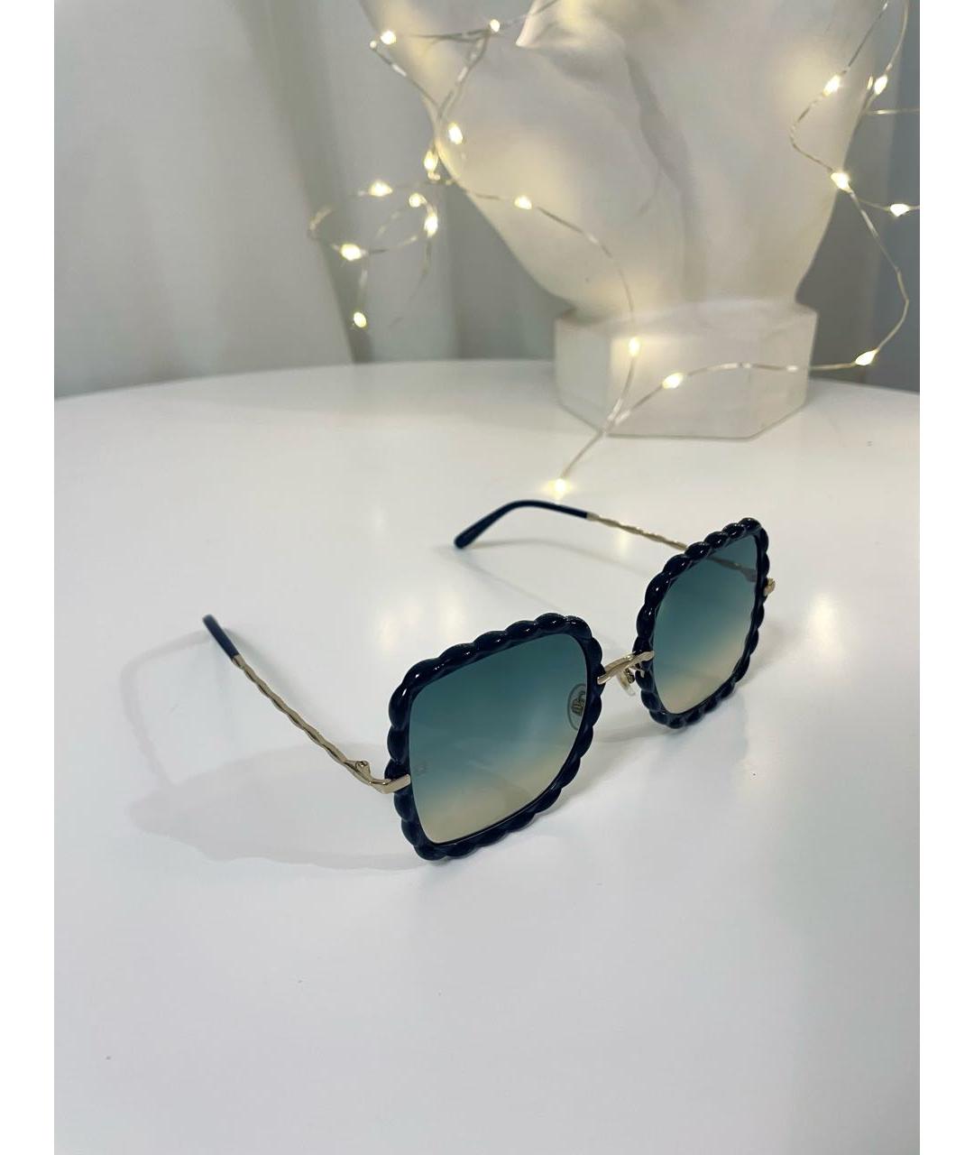 ELIE SAAB Темно-синие пластиковые солнцезащитные очки, фото 4