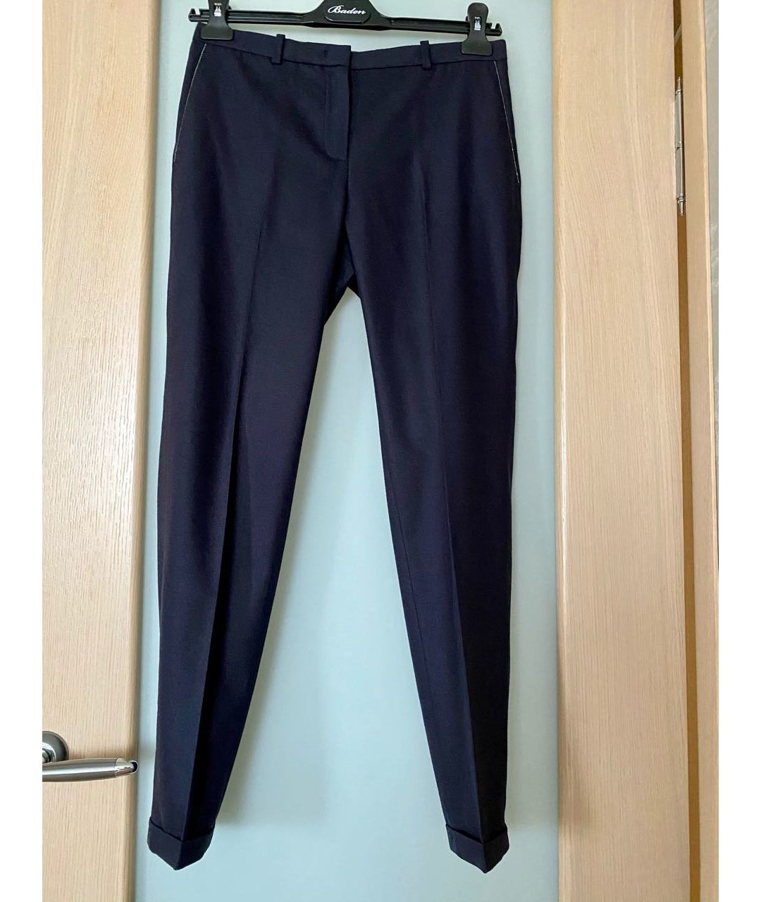 FABIANA FILIPPI Темно-синие шерстяные брюки узкие, фото 7