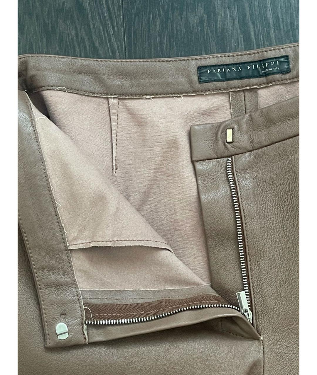 FABIANA FILIPPI Бежевые кожаные брюки узкие, фото 3