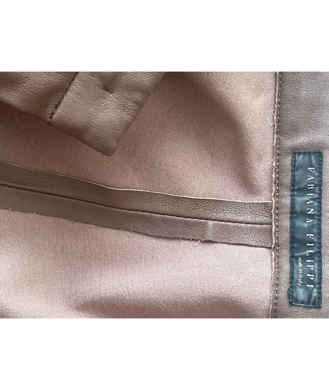 FABIANA FILIPPI Бежевые кожаные брюки узкие, фото 4
